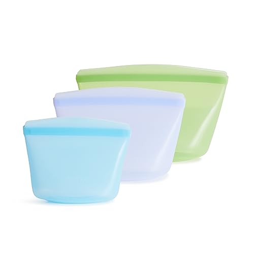 Stasher Reusable Silicone Food Storage Bags & Bowls 3-Pack - Blue, Lavender, Green
