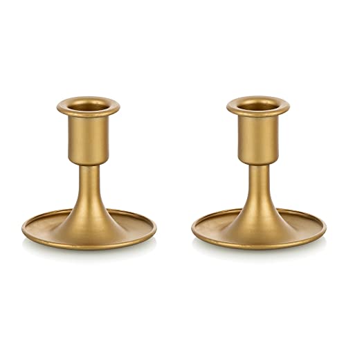 Candlestick Holders Taper Candle Holders, Romadedi Gold Candle Stick Candle Holder for Table Centerpiece, Wedding Reception, Festive Christmas Mantel Decoration or Home Decor, Set of 2