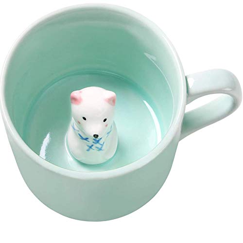 Celadon Polar Bear 8 oz 3D Ceramic Mug - Cute Animal Inside Cup Gift for Kids