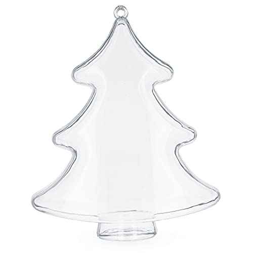 Set of 3 Clear Plastic Christmas Tree Shape Ornaments 4.35 Inches