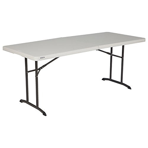 Lifetime 6-Foot Commercial Fold-in-Half Table - Almond, Indoor/Outdoor, Heavy Duty