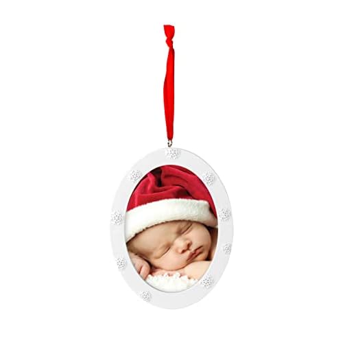 Tiny Ideas Baby's "My First Christmas" Handprint or Footprint Holiday Double-Sided DIY Photo Ornament, Creative Gift for New and Expecting Parents, White and Red