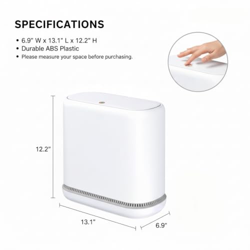 Dog Proof 3.3 Gallon Slim Bathroom Trash Can with Locking Lid - Fits 4 Gal Bags