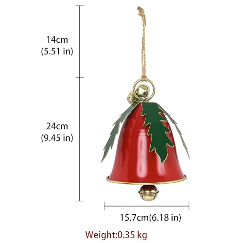 Red Metal Christmas Bell - Giant Rustic Jingle Bell Ornament for Indoor/Outdoor Decor (Variation: Red)