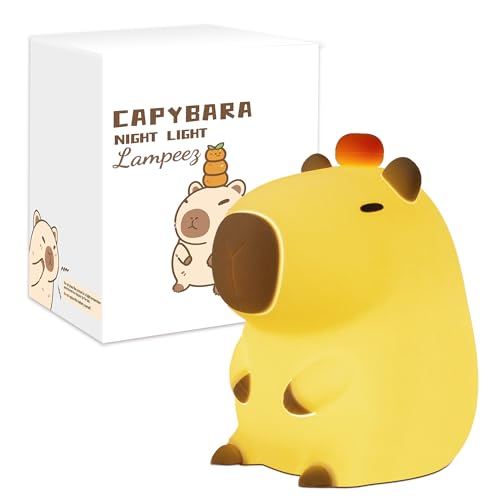 Lampeez Capybara Night Light, Cute Capybara Gifts for Kids, Soft Silicone Lamp Nursery Nightlight LED Touch Light, Bedroom Decor as Xmas Birthday Gifts for Boys Girls