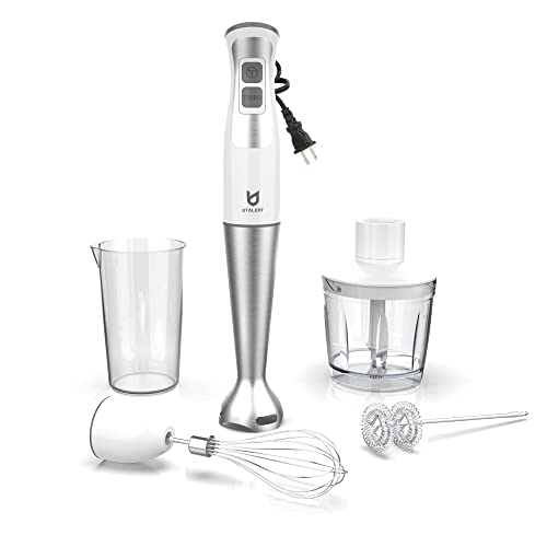 UTALENT Hand Blender with Chopper & Milk Frother - 300W Immersion Stick for Soups, Baby Food & Sauces