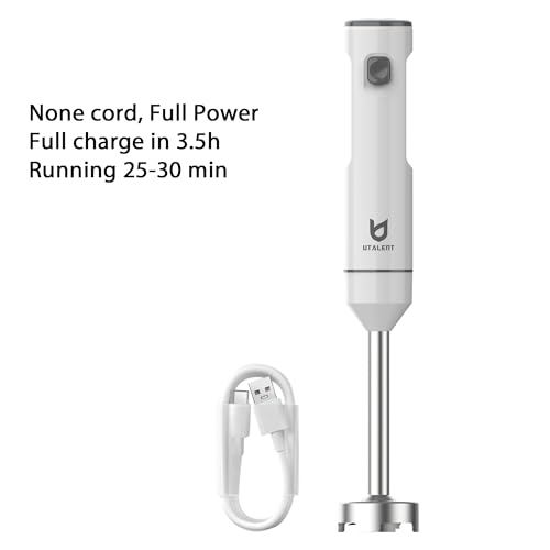 Cordless Hand Blender with Whisk - Rechargeable Food Mixer for Smoothies & Soups