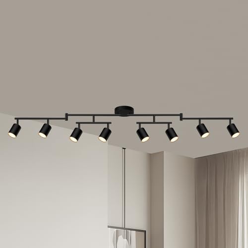8 Light Track Lighting Fixtures Ceiling - Matte Black, Rotatable Heads, Adjustable Modern LED for Kitchen & Hallway - Variation of THIS listing