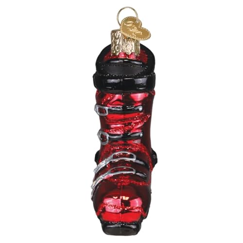 Old World Christmas Ski Boot Glass Ornament for Christmas Tree, Handcrafted Holiday Decor