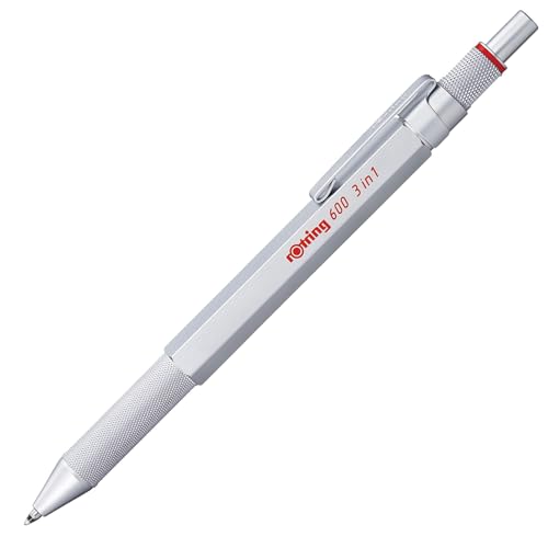 Rotring 600 3-in-1 Multicolor Pen & Mechanical Pencil, Silver
