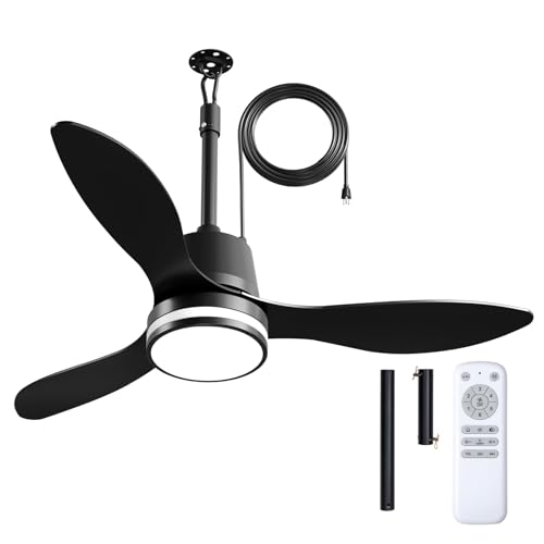 Amico 42-Inch Black Outdoor Ceiling Fan with Lights, Waterproof IP65 Gazebo Fan