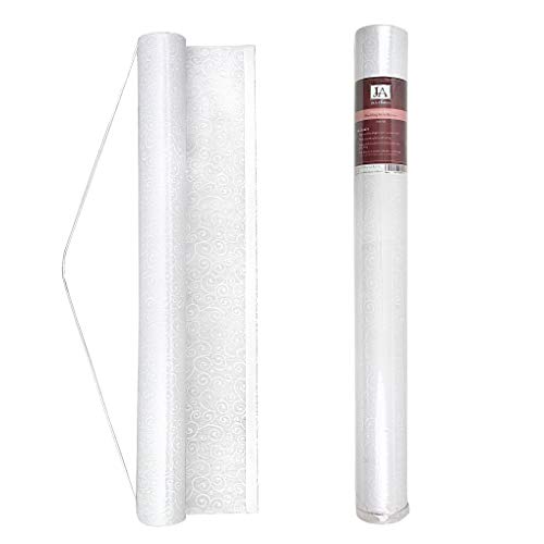 White Wedding Aisle Runner 3x50 Ft - Disposable Scroll Pattern, Includes Tape