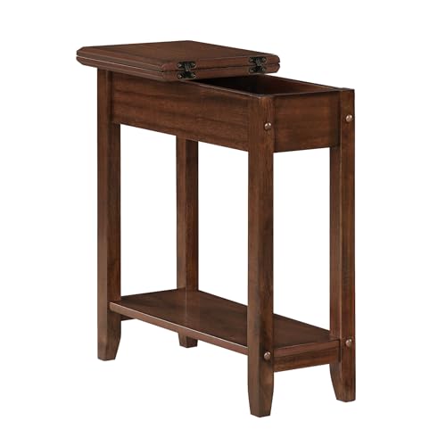 Espresso American Heritage Flip Top End Table with Hidden Storage & Lower Shelf