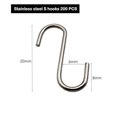 200 Pcs Stainless Steel Small S Shaped Hooks, Mini S Hooks 0.8 Inch DIY Christmas Ornament Jewelry Hanging Holder