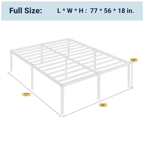 Allewie Full Size Metal Bed Frame with Storage - White, 18 Inch Height, Includes Variation White / Full