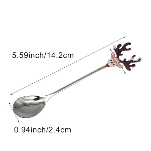 2Pcs Christmas Reindeer Coffee Spoons 5.6 Inch Elk Antler Tea Spoons