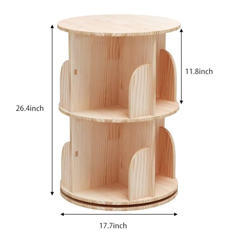 Bear Qiaqia 2 Tier Rotating Corner Bookshelf - Compact Wooden Storage