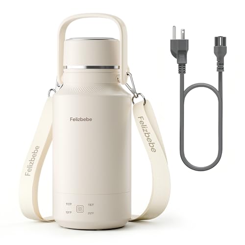 Felizbebe White Portable Electric Kettle 33.8oz with 4 Temp Settings & Fast Boiling
