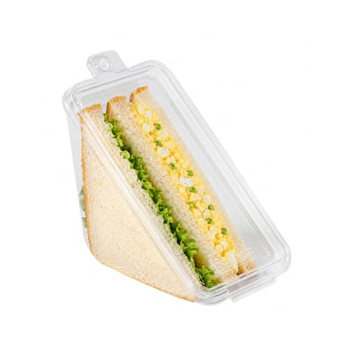 Triangle Food Containers 100 Pack - Clear Plastic Sandwich Wedge with Hinged Lid
