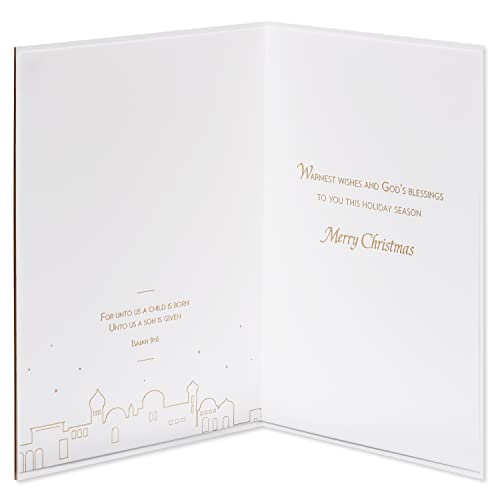 Papyrus A Child is Born Nativity Christmas Card with Wooden Manger – Premium Religious Card