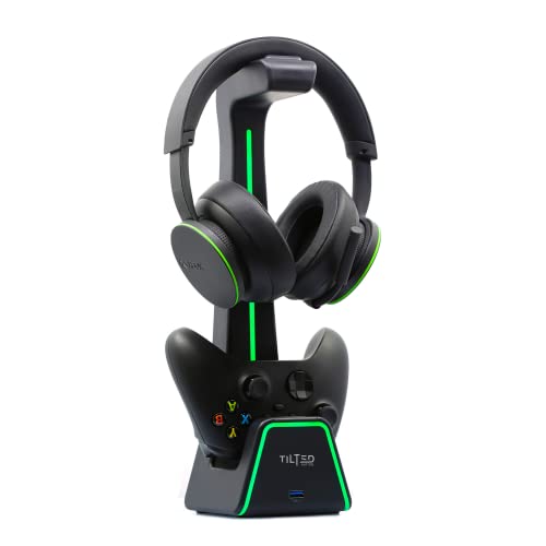 Tilted Nation Gaming Headset & Controller Stand for PS5 & Xbox Series X - Black