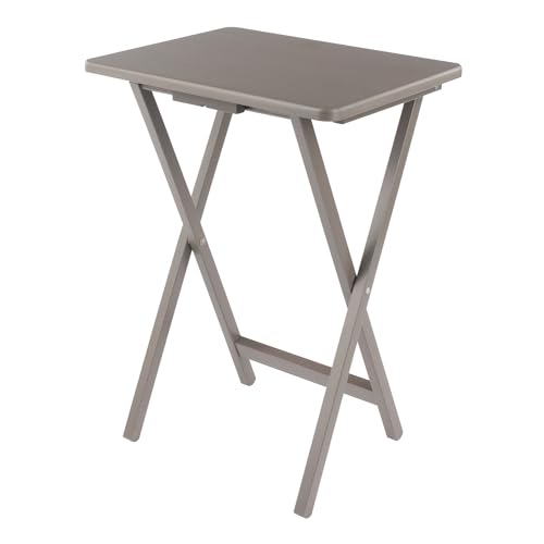 Winsome Alex Set of 4 Foldable Snack Tables with Storage Rack - Oyster Gray