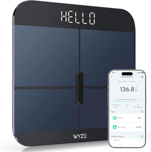 Wyze Smart Scale X Black - Body Fat, Muscle & Heart Rate Monitor