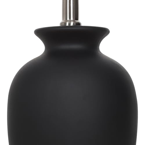 Black Ceramic Farmhouse Table Lamp - 22 Inch Rustic Ginger Jar Accent Light