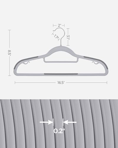 Space-Saving Plastic Coat Hangers Pack of 50 - Light Gray & Dark Gray