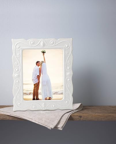 Lenox French Perle White 8x10 Picture Frame - Beaded Ceramic Wall Decor