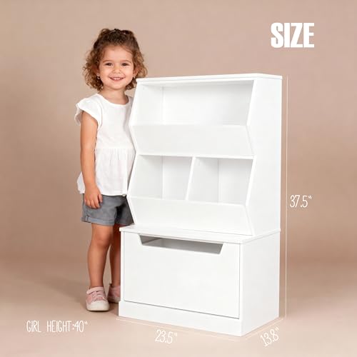 Kids Toy Storage Organizer with Drawer and Shelves - White