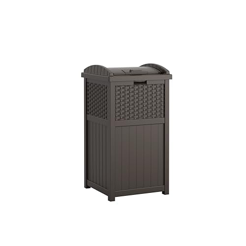 Suncast 33 Gallon Commercial Outdoor Trashcan Hideaway with Lid for