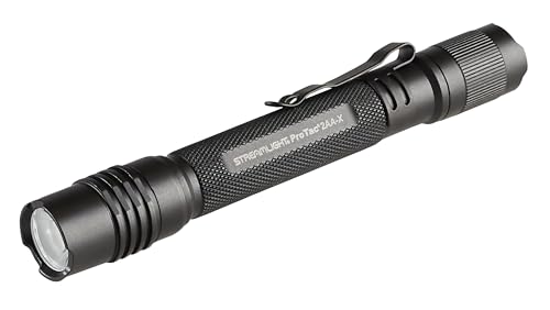 LED Tactical Flashlight with Batteries - 270 Lumens, Black, Compact
