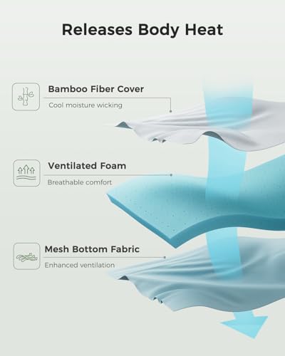 PERLECARE Twin 3-Inch Cooling Mattress Topper with Bamboo Cover