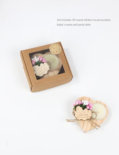 Pink Wooden Candle Holders Set of 50 Baby Shower Favors for Guests - Baptism & Return Gifts