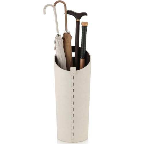 ELPMD White Tall Umbrella Stand with Removable Drip Tray - Modern Farmhouse Home Decor