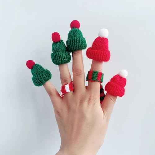 Mini Knit Hat Christmas Scarf Set Mini Santa Hats for Crafts Christmas Decorations Tree Ornaments for DIY Craft Art Snowman Doll Winter Wine Bottle Gifts 40PCS(Red&Green)