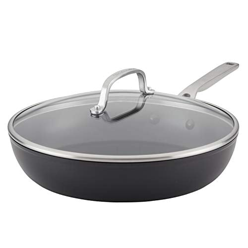 KitchenAid 12.25-Inch Induction Nonstick Frying Pan with Lid - Matte Black Skillet