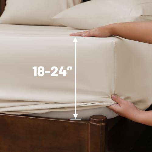 Overket Extra Deep Pocket King Sheets 18-24 Inch Linen 1000 TC Egyptian Cotton