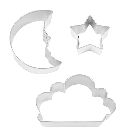 R&M Celestial Cookie Cutter Set - Cloud, Star & Man in the Moon for Baking & Crafts