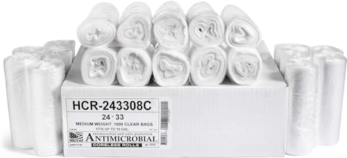 12-16 Gallon Clear Trash Bags - 8 Micron High Density Garbage Bags, 1000 Count, Leak-Proof Star Seal, Janitorial & Recycling Use - Variation: Clear / 12-16 Gal, 8 Micron Equiv, 1000 Count