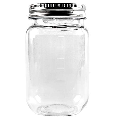 Silver 20 Pack 16 oz Plastic Mason Jars with Lids - Clear, Leakproof, Travel-Friendly