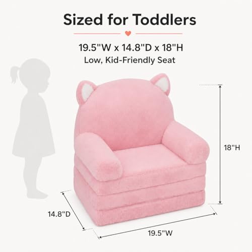 MONKISS Kids Couch Pink Kitty - 2-in-1 Toddler Sofa & Floor Seat for Boys & Girls