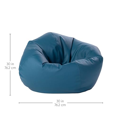 Kids 30-Inch Vinyl Bean Bag Chair - Peacock, Lightweight & Supportive