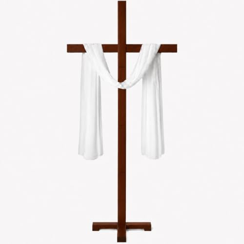71-Inch Large Wooden Cross for Wedding & Church Decor, Natural Timber Stand