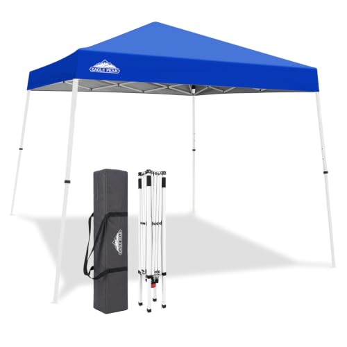 EAGLE PEAK 10x10 Slant Leg Pop Up Canopy Tent - Blue, Portable & Easy Setup