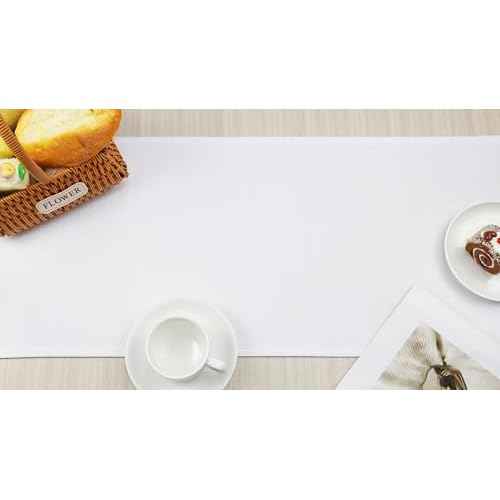 YATOJUZI White Table Runner Seasonal Summer Spring Table Runners 72 Inches Long Washable Farmhouse Rustic Table Runner Kitchen Dining Table Decoration for Christmas Home Party Decor 13x72 Inches