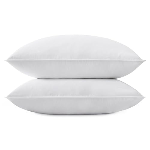 Grey Goose Feather Down Pillow Set - King Size 20x36 Inches, 2 Pack, White, Breathable & Durable