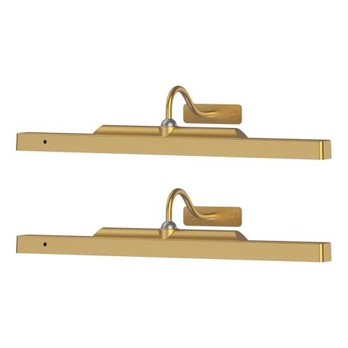 Wireless Battery Operated Picture Light 16in for Wall Art Gallery Paintings - Antique Gold, 2 Pack
