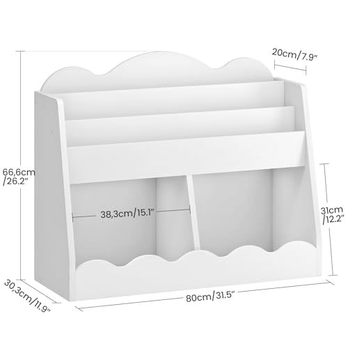 Kids Cloud Bookcase & Toy Storage - White Kids Room Organizer with 2 Toy Bins